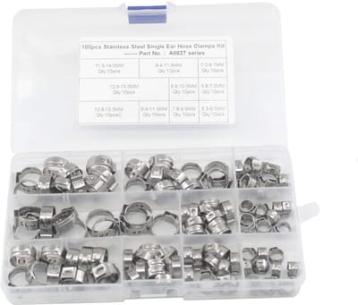 Cosensi- Slangenklemmen Set 100 Stuks - 304 Roestvrij Staal - Waterdicht - Corrosiebestendig - 10 Verschillende Maten - Praktisch en Duurzaam - Slangenklemset