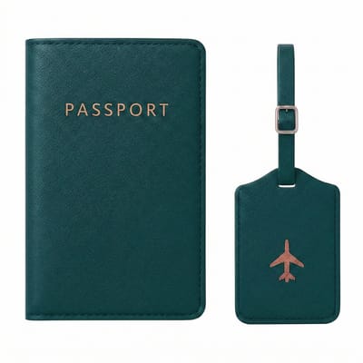 BOTC Paspoort hoesje - Met bagagelabel - Paspoorthouder - Beschermhoes voor Paspoort & Kaarthouder - Groen