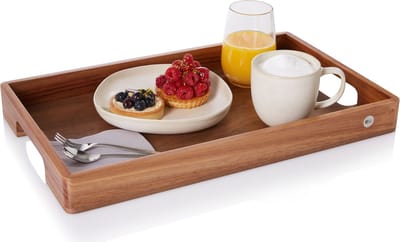 AdHoc Serve Dienblad - 50 x 30 cm - Bruin Hout - Extra Groot - Voor Uitgebreid Serveren & Luxe Presentatie