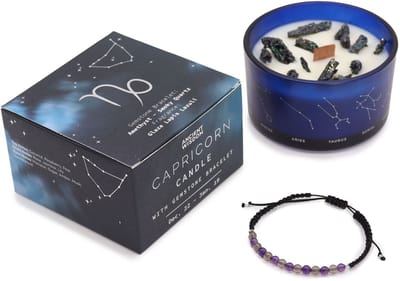 Zodiac kristallen kaars met edelsteen armband - steenbok - sterrenbeeld kaars - capricorn