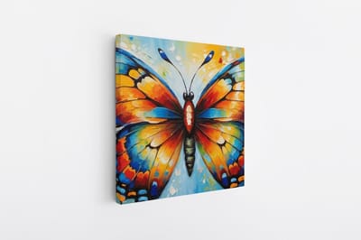 Saammp Canvas Schilderij - Abstracte Vlinder - Kleurrijk - Dieren - 20x20 - Foto op canvas - Wanddecoratie - muurdecoratie Woonkamer - Slaapkamer decoratie - Canvas Print
