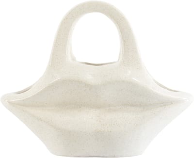 HomeBound by KY | Aardewerk vaas lips beige | bloemenvaas | 25x8x20cm