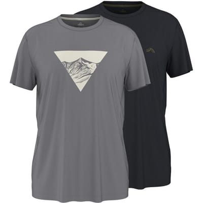 CRIVIT Set van 2 heren sportshirts met UV-bescherming 50+ (Zwart/grijs, S)