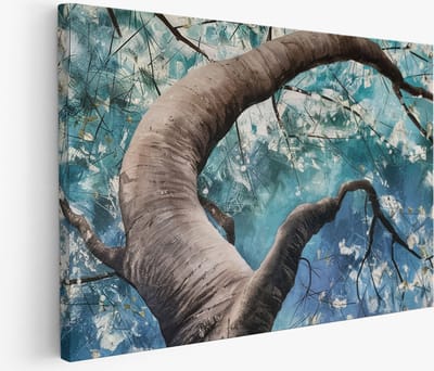 Saammp Muurcirkel Hout - Bloemen met Gouden Accenten - Natuur - Abstract - Ø 90 - Wandcirkel - Wanddecoratie Cirkel - Muurdecoratie Woonkamer - Kantoor Decoratie
