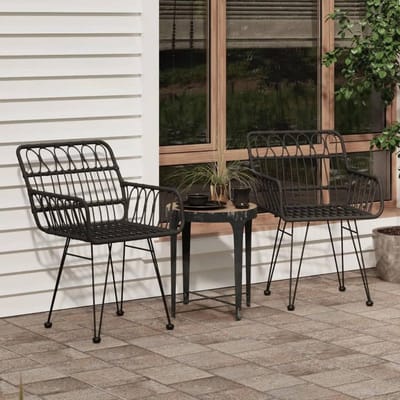 Tuinstoelen 2 stuks - Buitenstoelen rotan - Ontspannen buiten - UV-bestendig materiaal - 56x64x80 cm - Zwart