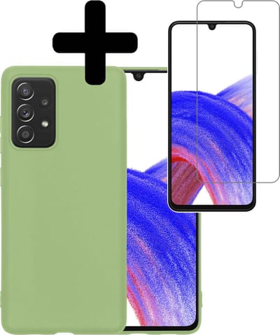 Hoesje - Met Screenprotector - Geschikt voor Samsung Galaxy A33 - Sterk & Shockproof - Back Cover - Siliconen Case - Telefoon Hoes - Telefoonhoesjes - Groen