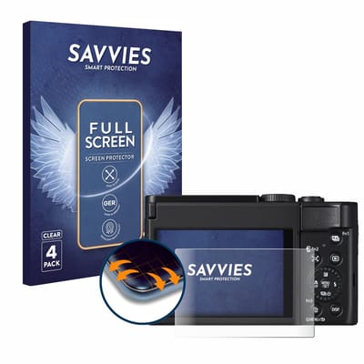 Savvies - Screenprotector voor Panasonic Lumix DC-TZ99 - Folie Beschermfolie transparant volledig dekking 4 Stuks
