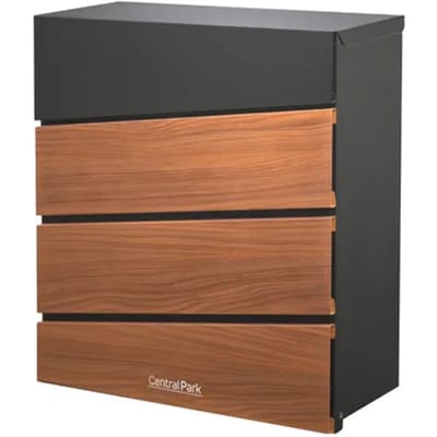 Central Park Wandbrievenbus Mailpal 900wd - Staal - Zwart-bruin - 36,5x41x16,5cm