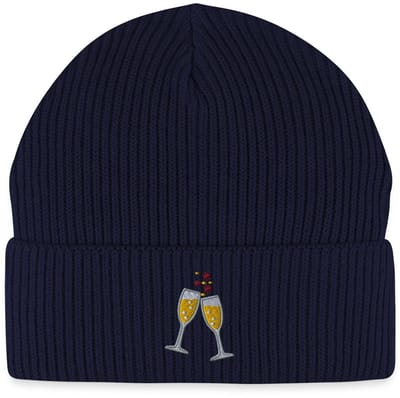 Geborduurde Champagneglazen Uniseks Bio Fisherman Beanie