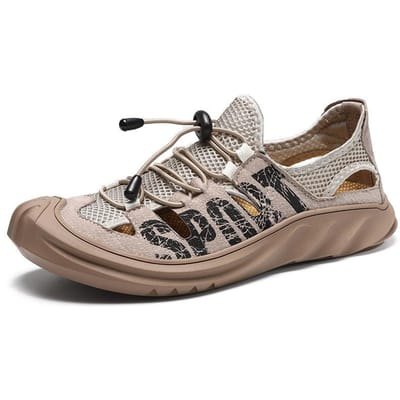 Echt Leren Sandalen Heren Zomer Zachte Zool Mesh Gesloten Teen Strand Sport Casual Schoenen plus Maat Ademend Coros Schoenen Getij 44