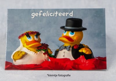 Trouwdag wenskaart – Huwelijk badeendjes | Kleintje Fotografie