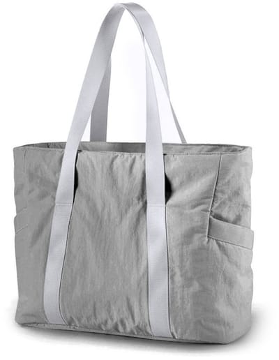 QTTVBTNA - Dames Schoudertas / Handtas - Nylon Tote Bag - Dames Reistas Met Rits - Lichtgewicht & Ruim - Voor Werk Reizen Sport - Grijs - 1 stuk