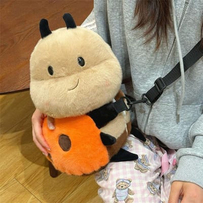 TreasuringU Cartoon Bij Pluche Rugzak Schattige Zachte Schoudertas Geel Knuffeldier Cadeau voor Kinderen