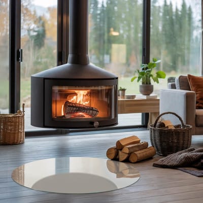 Coloray Vloerplaat Houtkachel - Vloerplaat Openhaard - 90 cm x 90 cm - Houtkachel Accessoires - Romig Vloerplaat Kachel - Plaat Kachel - Plaat voor Onder Houtkachel - Open Haard Accessoires - Onderplaat