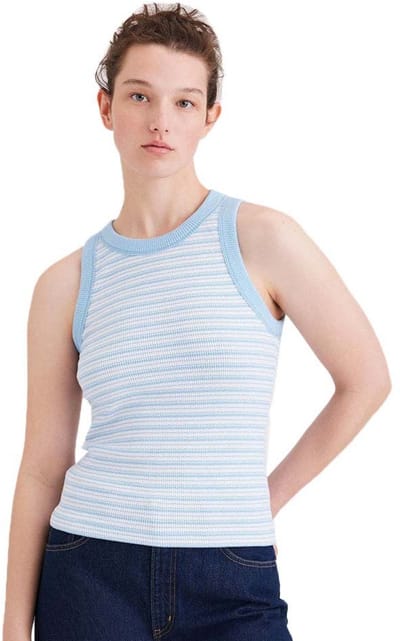 Dockers Rib Mouwloos T-shirt Blauw S Vrouw