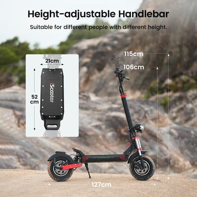 Trottinette Électrique Pliable iScooter ix8 12  1200Wx2 Moteur Double Vitesse Max 60Km/h 48V 20AH Autonomie 70Km Charge 150KG 48V 20AH noir