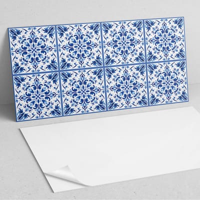 Coloray Wandpanelen Zelfklevend - Bloemenpatroon in symmetrie PVC Wandpaneel - 100 cm x 50 cm - Blauw Wandbekleding Zelfklevend - 1 stuk - Texturen Wandpanelen Zelfklevend - Wandpanelen Keuken - Wandpaneel Badkamer