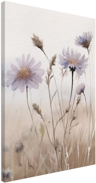 Canvas Schilderij - Flower aquarel 1 50x70 cm - Bloemen en Planten Wanddecoratie Woonkamer & Slaapkamer