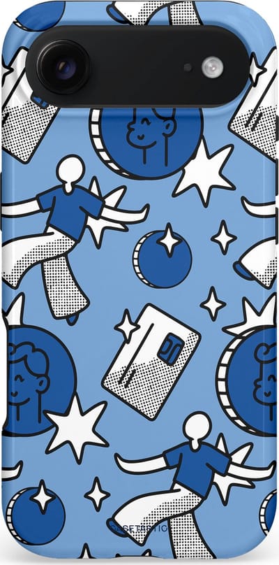 Casetastic hoesje geschikt voor Apple iPhone Air - MagSafe - Dubbellaagse bescherming - Geldroute - Fashion Case - Lichtblauw Grijs Donkergrijs