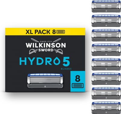 Wilkinson Sword Hydro 5 Navulmesjes voor mannen, huidhydratatie, mesjes met carboncoating, 8 stuks