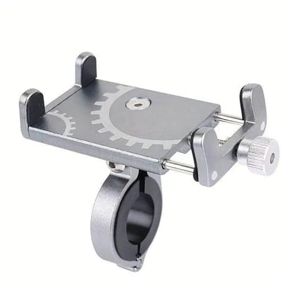 Fiets Telefoonhouder Mount Universeel Mobiel Cel GPS Metaal Rijden MTB Motorfiets Standaard Beugel Fiets Moto Stuur Antislip Clip zilver