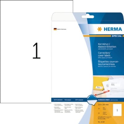Herma printeretiketten Labels white correction/cover 210x297 SuperPrint