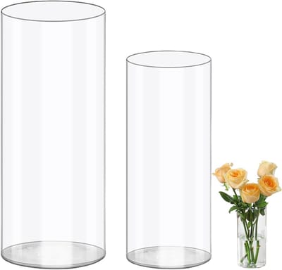 Set van 2 Cilindervazen Acryl Helder Onbreekbaar - Decoratieve Vazen voor Bloemen