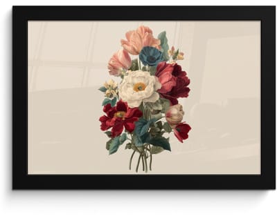 Poster in lijst - Fotolijst 30x20 cm - Posters - Boeket - Warme tinten - Elegant - Posterlijst zwart - Decoratie - Wanddecoratie woonkamer - Muurdecoratie slaapkamer