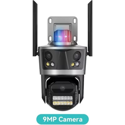 Drie lenzen, drie schermen, 9MP 6K HD PTZ Wifi IP-camera, dubbele lens, dubbele schermen, 4K 8MP automatische bewegingsdetectie, ICsee draadloze camera 9MP Cam