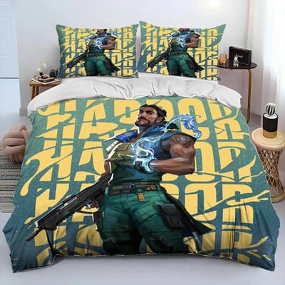 3D VALORANT Game Gamer Cartoon Dekbedovertrek Beddengoedset, Dekbedovertrek Bedset Dekbedovertrek Kussensloop, King Queen Maat Beddengoedset Jongens 70x133cm 2pcs