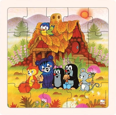 Mol en vriendjes - Houten puzzel 20 stukjes steekpuzzel legpuzzel kleine Mol Krtek