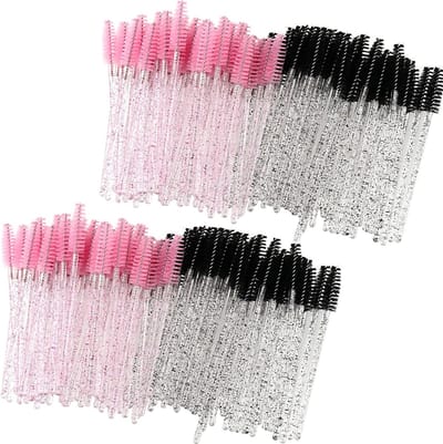 300 Stuks Wimpers Borstels, 2 Kleuren Mascara Wand Borstels, Wimper Applicator en Spoolies voor Wimperextensions, Wenkbrauwen en Make-up, 10cm Lang