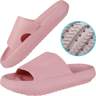 Somstyle Slippers Dames & Heren - Maat 40-41 - EVA - Badslippers met Verdikte Zool - Anti-slip - Roze