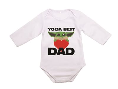 Hospitrix Baby Rompertje met Tekst Yo-da Best Dad | Korte Mouw, maat 50/56 | Cadeau voor vader | Cadeau voor stiefvader | Vaderdag cadeau