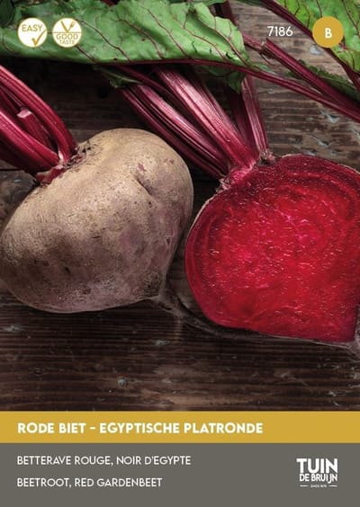 Tuin de Bruijn® zaden - Rode Biet, Kroot - Egyptische Platronde - oogst voorjaar t/m vroege herfst - ca. 250 zaden