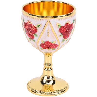 Coupe à vin en alliage gobelet 30 ml style européen haut de gamme usage domestique métal vintage motif rose tout blanc multicolore