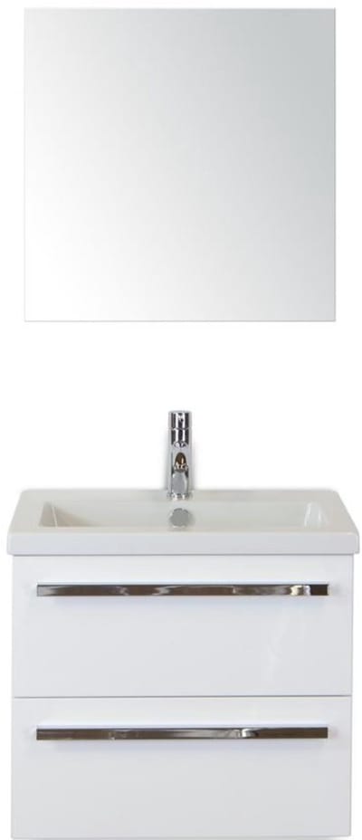Seville Badmeubelset 60 cm - Wit Hoogglans - Keramische Wastafel Wit Djazz met Spiegel