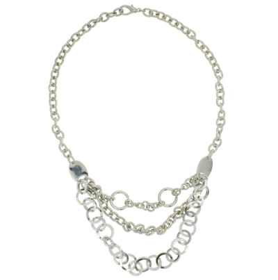 Behave Half lange schakel ketting dames zilverkleurige met 3 rijen
