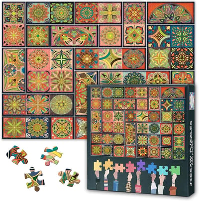 Kleurrijke Patchwork Puzzel voor Volwassenen - 1000 Stukjes met Mandala Patroon
