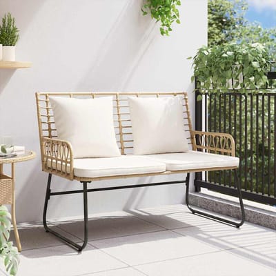 vidaXL - Tuinbank - Bruin - en - Crème - poly - rattan