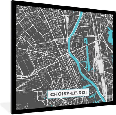 Fotolijst incl. Poster - Stadskaart - Frankrijk - Kaart - Plattegrond - Coisy-le-Roi - 40x40 cm - Posterlijst