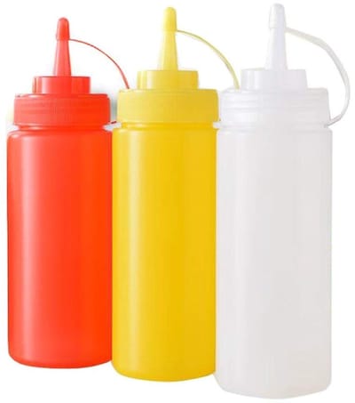 Dailygoods- Squeeze Fles 360 ml - 3PCS - Plastic - Antislip - Waterdicht - Lichtgewicht - Ideaal voor Sauzen - Saucefles