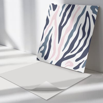 Wallfluent Vinyl Tegels - Patroon in Dierenstijl Wand PVC Tegels - 30 cm x 30 cm - Blauw Vinyl Tegels - Set van 9 - Vierkant PVC Tegels - Patroon Plaktegels - Vinyl Tegels Zelfklevend - Plaktegels Keuken en Badkamer