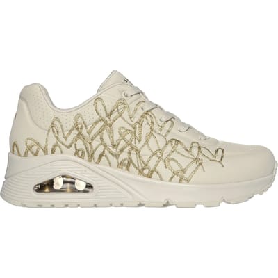 Skechers Uno - Golden Heart Dames Sneakers - Creme