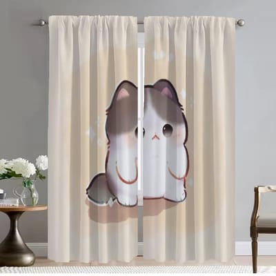 Gordijnen voor Slaapkamer Schattige Kat Moderne Woonkamer Gordijnen 2 Stuks Halloween Decoratie Shades Scheidingsgordijn Verduisterend Gordijn Camera W50xH70cmx2pcs-CL gray