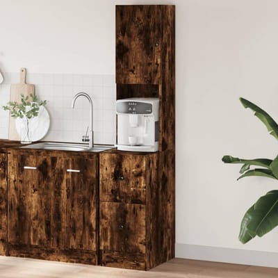 Keukenkast - Voorraadkast Buffetkast - Keuken Opbergen - Vochtbestendig Houtmateriaal - 35 x 50 x 180 cm - Gerookt Eiken