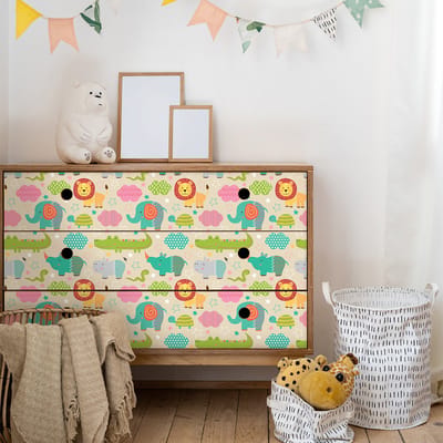 Sticker voor kindermeubels met Afrikaanse dieren, 60 x 90 cm