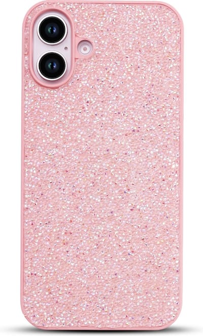 Casemania Hoesje Geschikt voor Apple iPhone 16 - Roze - Diamant Glitter Back Cover