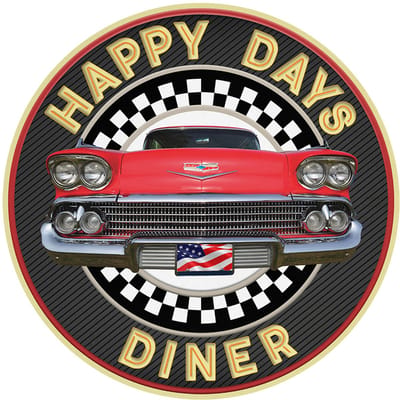Signs USA - wandbord - Happy Days Diner - Rond 35 cm