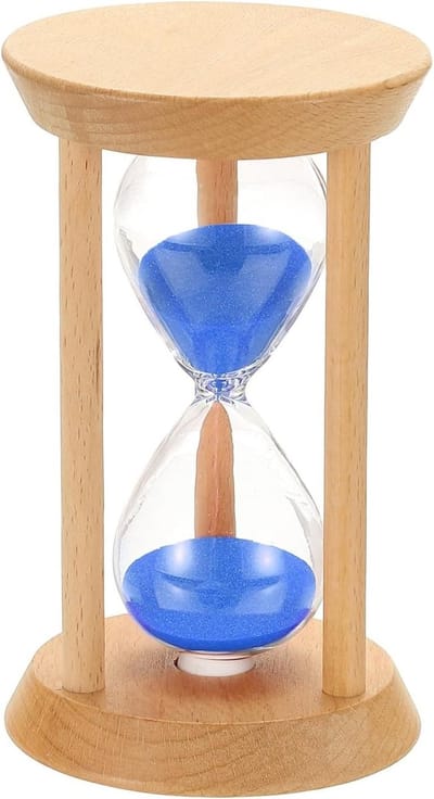 Zandtimer Hout Glas - Zandloper Decoratie - Tijd Beheer - Stevig Houten Frame - 20 Minuten - Blauw Zand